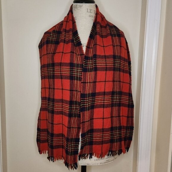 Vintage plaid tartan wool scarf - Picture 2 of 4